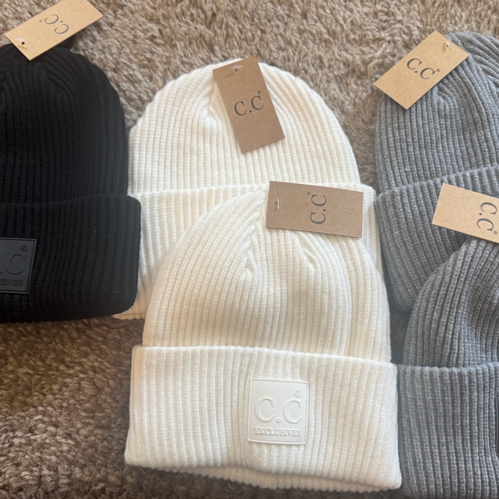 C.C Black and White Ribbed Knit Beanie Set $30 each or bundle for multiple